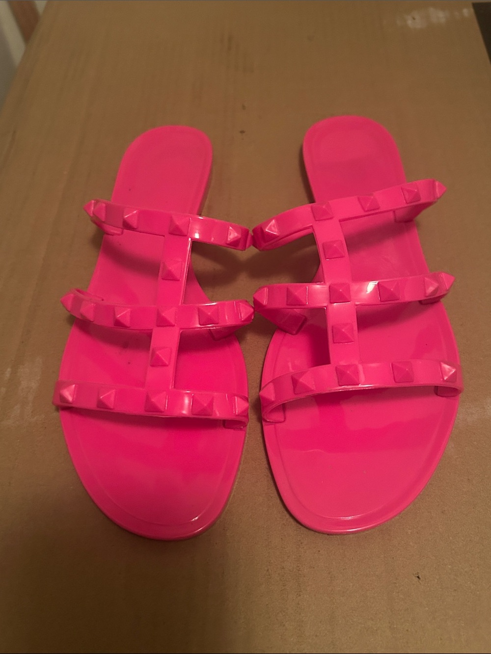 Hot Pink Women's Studded Slide Sandals